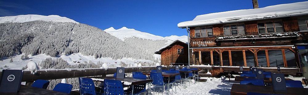 Terrasse vom Restaurant Spina in Davos im Winter